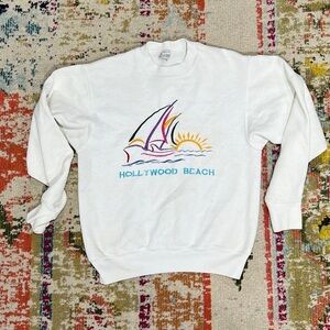 Vintage Hollywood Beach, Florida Travel 1980s Destination Crweneck Sweatshirt